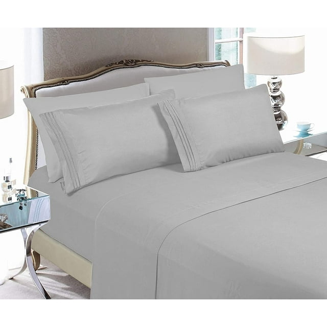 Elegant Comfort 4 Pieces Bed Sheet Set Soft 1500 Series Sheet set, Twin/Twin XL, Silver