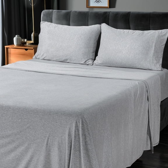 Twin Sheet Set - Jersey Knit Sheets 3 Piece – Cotton – Soft T-Shirt Stretchy Sheets (Twin, White)
