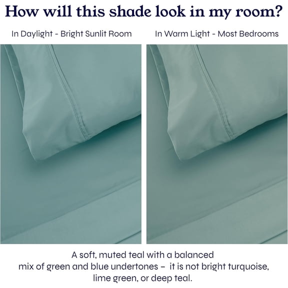 Twin Sheet Set - Soft 400 Thread Count Sateen, 100% Cotton Deep Pocket Bedding, Cooling & Durable - Teal