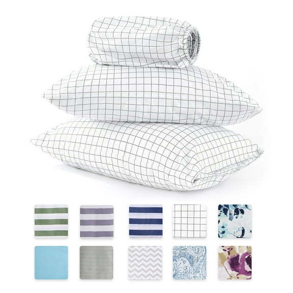 Twin Sheets Set, 2000 Series 3 Piece Sheets Twin Deep Pocket Sheets Set, Luxury Soft Microfiber Bed Sheets Set,Gray Check