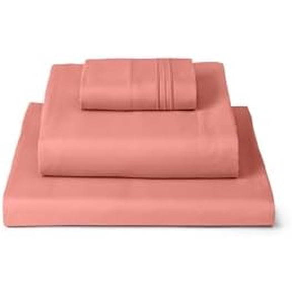 Twin Sheets Set - 3 PC Iconic Collection Bedding - Hotel Luxury, Extra Soft, Cooling Bed Sheets - Wrinkle, Fade, Stain Resistant (Twin, Coral)