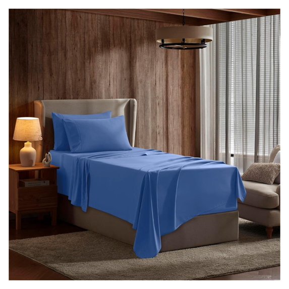 Twin Sheets Set - 3 Piece Twin Bed Sheets, Deep Pocket, Hotel Luxury, Extra Soft, Breathable and Cooling, Calm Blue Sheets for Twin Size Mattresses