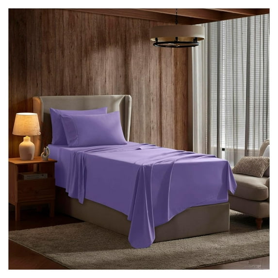 Twin Sheets Set - 3 Piece Twin Bed Sheets, Deep Pocket, Hotel Luxury, Extra Soft, Breathable and Cooling, Lavender Sheets for Twin Size Mattresses