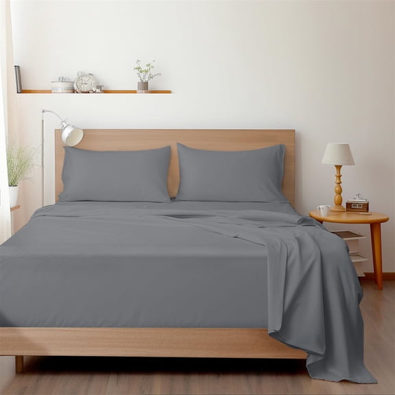 Twin Sheets Set, 4 Piece Bed Sheets Set Deep Pockets, Super Soft Twin Sheets, Breathable Twin Bed Sheets Set, Grey