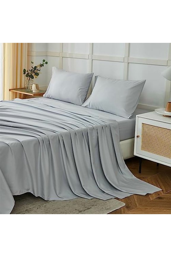 Twin Sheets Set, Super Soft 1800 Series Microfiber Twin Bed Sheets Set for Kids-Wrinkle Free & Breathable-14 Deep Pocket Sheets Twin Size Bed Set(Twin,Light Grey)