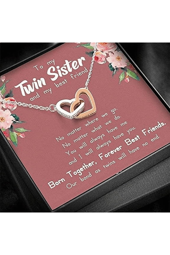 Twin Sister Gift, My Twin Necklace, Gift for Twin Sister, Unique Birthday Gift for Twin Sister, Twin Sister Jewelry, Sister to Sister Gift, Interlocking Hearts Necklace I will always have you. L