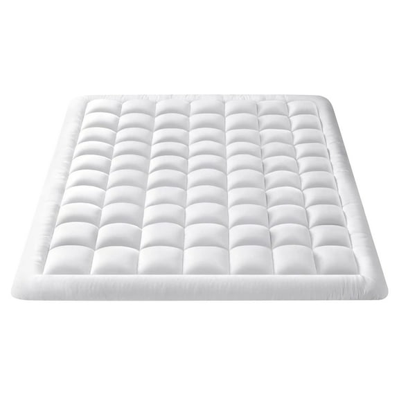 Twin Size- 1 Piece 800 GSM Down Alternative 3 Inch Thick Upto 15" Deep Pocket Fitted Mattress Topper Protector Extra Soft Comfortable Sleep for All Season- Twin(39X75 Inche), White