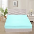 thumbnail image 1 of Twin Size 1-Piece Fitted Sheet – 800 Thread Count, 100% Egyptian Cotton, Aqua Blue Stripe Pattern, 27-Inch Deep Pocket Soft & Breathable, 1 of 5