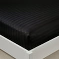thumbnail image 1 of Twin Size 1 Piece Fitted Sheet Only - 8" Deep Pocket - 400 Thread Count - 100% Egyptian Cotton - Luxury Striped Pattern - Black Stripe., 1 of 6