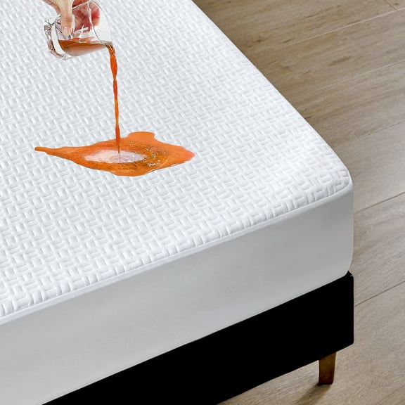 Twin Size 100% Waterproof Mattress Protector, Cooling Bamboo Mattress Cover Fitted 8"-21" Deep Pocket, 3D Air Fabric Soft Breathable Bed Mattress Pad Cover Noiseless Washable (White, Twin)