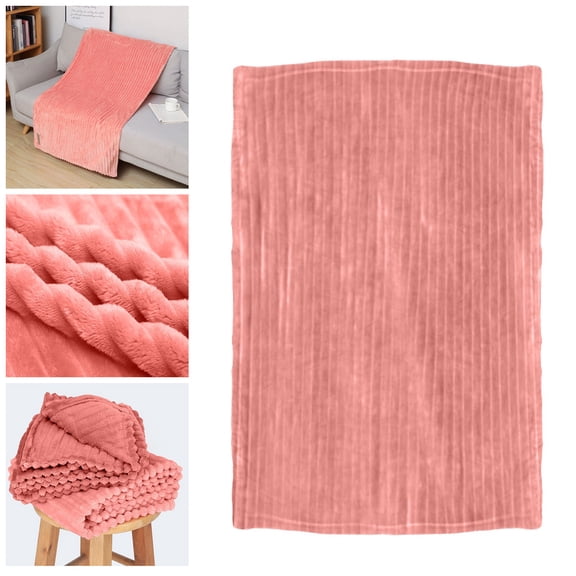 Twin Size 100"x150" Lightweight Microfiber Flannel Blanket, Ultra-Soft Cozy Throw for Sofa Couch Bed Camping Travel, Heat-Regulating All Season, Coral Pink, By Harlik