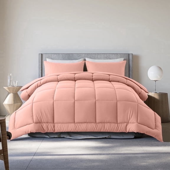 KINMEROOM Twin Size 2-Piece All-Season Down Alternative Comforter Set Golden Brown (Comforter and Pillowcase Bedding Set)