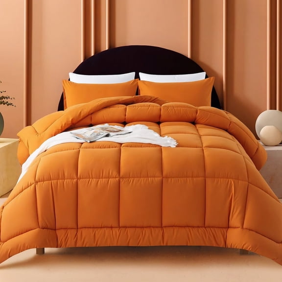 KINMEROOM Twin Size 2-Piece All-Season Down Alternative Comforter Set Golden Brown (Comforter and Pillowcase Bedding Set)