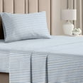 thumbnail image 1 of CGK Linens 3-Piece Hotel Luxury Striped Sheet Set - Twin Size Stripe Pattern Bed Sheets, Blue Stripes, 1 of 7
