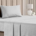 thumbnail image 1 of CGK Linens 3-Piece Hotel Luxury Striped Sheet Set - Twin Size Stripe Pattern Bed Sheets, Grey Stripes, 1 of 7