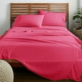 thumbnail image 1 of Twin Size 500-Thread-Count 4-PCs Bed Sheet Set, 100% Pure Egyptian Cotton Sheets, Fits Mattress Upto 19-24" Deep Pocket, Solid Pattern, Hot Pink, 1 of 6