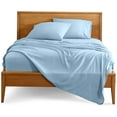 thumbnail image 1 of Twin Size 500-Thread-Count 4-PCs Bed Sheet Set, 100% Pure Egyptian Cotton Sheets, Fits Mattress Upto 19-24" Deep Pocket, Solid Pattern, Light Blue, 1 of 6