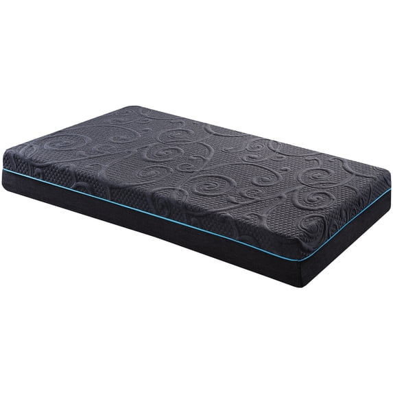 Twin Size 8" Bed Mattress, Gel Foam , Firm Sleeping Experience, Dark Gray Look, Individual Pocket Coils, , Simple Unrolling And Spring, Support, Fabric, User- Expanding Steps