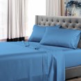 thumbnail image 1 of Twin Size 800 Thread Count Luxury Extrasoft 100% Egyptian Cotton 4 Piece Sheets Set in Hotel Quality Mediterranean Blue Solid 16 Inch Deep Pocket, 1 of 5