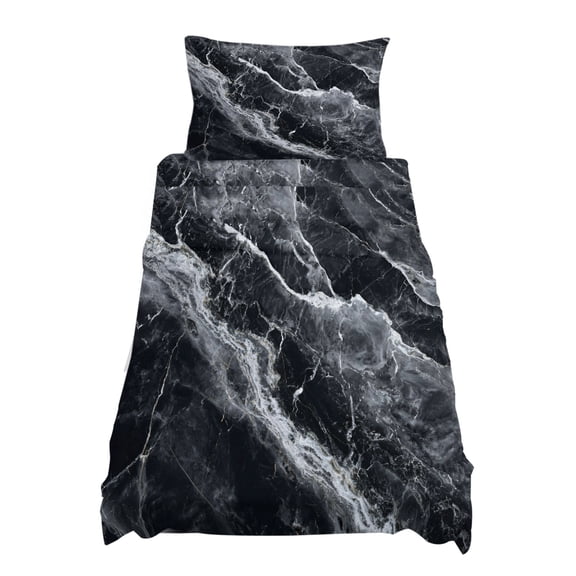 Twin Size Abstract Art Sheet Sets Dark Gray Marble Texture Modern Simple Soft Breathable Microfiber Bed Sheets Deep Pockets 4 Piece Bed Sheets Set, 1 Fitted Sheet, 1 Flat Sheet & 1 Pillowcases