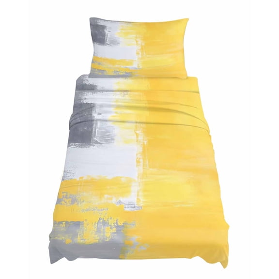 Twin Size Abstract Graffiti Art Sheet Sets Retro Yellow Gary Street Art Soft Breathable Microfiber Bed Sheets Deep Pockets 4 Piece Bed Sheets Set, 1 Fitted Sheet, 1 Flat Sheet & 1 Pillowcases