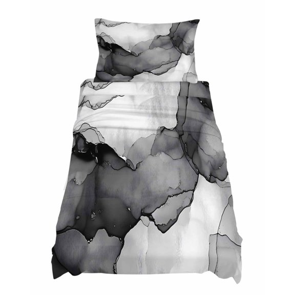 Twin Size Abstract Ombre Grey Black Marble Sheet Sets Modern Art Soft Breathable Microfiber Bed Sheets Deep Pockets 4 Piece Bed Sheets Set, 1 Fitted Sheet, 1 Flat Sheet & 1 Pillowcases