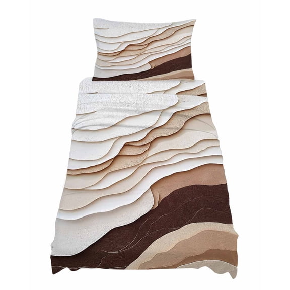 Twin Size Abstract Wave Texture Sheet Sets Vintage Earth Color Gradient Soft Breathable Microfiber Bed Sheets Deep Pockets 4 Piece Bed Sheets Set, 1 Fitted Sheet, 1 Flat Sheet & 1 Pillowcases