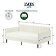 thumbnail image 1 of Twin Size Adjustable Bed Base, Elena Twin Size Beige Velvet Upholstered Daybed, Ribbed Tufted Backrest, Daybed in Lavish Modern Design, Richly Hued Foam Comfort, Ivory Bed Frames,Platform Bed Frames, 1 of 4