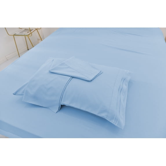 Twin Size Bamboo Derived Rayon Bed Sheet Set - Softer than Cotton Sheets Twin Size - Wrinkle Free - 16" Deep Pockets - 3 Piece - 1 Fitted Sheet, 1 Flat, 1 Pillowcases Twin Light Blue
