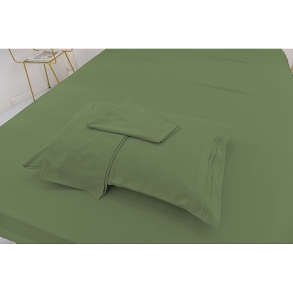 Twin Size Bamboo Derived Rayon Bed Sheet Set - Softer than Cotton Sheets Twin Size - Wrinkle Free - 16" Deep Pockets - 3 Piece - 1 Fitted Sheet, 1 Flat, 1 Pillowcases Twin Sage Green