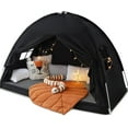 thumbnail image 1 of Twin Size Bed Canopy Toddler, Kids Bed Tents Indoor Dream Tent on Bunk Bed Privacy Space Blackout Sleeping Tents Portable Drafty Floor Playhouse for Boys Girl Birthday, House Gift, Black, 1 of 15