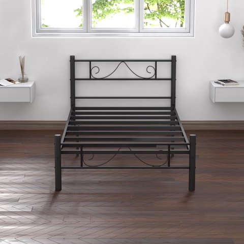 Twin Size Bed Frame, 11.2" Height Classic Metal Bed Frame with Under Bed Storage/No Box Spring Needed,Black
