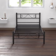 Twin Size Bed Frame, 11.2 Height Classic Metal Bed Frame with Under Bed Storage/No Box Spring Needed,Black