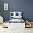 Twin Size Bed Frame with 4 Drawers on Wheels and Headboard, Twin Wood