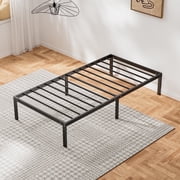 Twin Size Bed Frame Classic Metal High Platform Bedframes Iron-Art Headboard/Footboard/Under Bed Storage, 14 Inch High