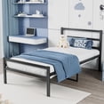 thumbnail image 1 of Twin Size Bed Frame, Metal Platform Bed w/Headboard, Large Under Bed Storage Space, No Box Spring Needed, 1 of 10