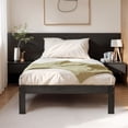 thumbnail image 1 of Twin Size Bed Frame, Solid Wood Platform with Wood Slat Support, No Box Spring Needed, Gray, 1 of 8