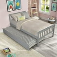 thumbnail image 1 of Twin Size Bed Frame with Trundle, Platform Bed Frame with Headboard and Footboard, Twin Bed with Slats Support for Boys Girls Teens, No Box Spring Needed, 79.73" x 42" x 33.5"H, Grey, 1 of 9