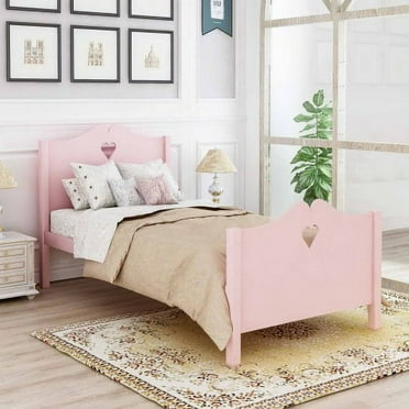 Twin Size Bed Frame Wood Platform Bed with Headboard,Footboard and Wood Slat Support No Box Spring Needed
