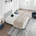 thumbnail image 1 of Twin Size Upholstered Platform Bed Frame with Linen Fabric Headboard and Grey Color for Bedroom, 1 of 12