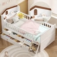 thumbnail image 1 of Twin Size Bed Frame with 4 Storage Drawers, Wooden Platform Bed with Guardrail Headboard and Ladder, No Box Spring Needed for Bedroom, White, 1 of 9