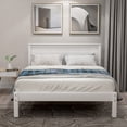 thumbnail image 1 of Twin Size Bed Frame with Headboard,Wood Bed Frame with Slat Support,No Box Spring Needed,White, 1 of 7