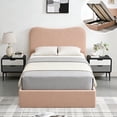 thumbnail image 1 of Twin Size Bed Frame with Lift Up Storage, Boucle Upholstered Platform Bed with Curved Headboard, No Box Spring Needed, Hydraulic Storage, Blush Pink, 1 of 6