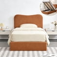 thumbnail image 1 of Twin Size Bed Frame with Lift Up Storage, Boucle Upholstered Platform Bed with Curved Headboard, No Box Spring Needed, Hydraulic Storage, Brown, 1 of 6