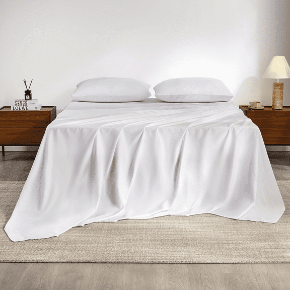 Twin Size Bed Sheets,Z-hom 3 Piece Cooling Sheets 14” Deep Pocket Sheet & Pillowcase Sets Soft Microfiber Luxury Bedding Fitted Sheet Water Washed,White