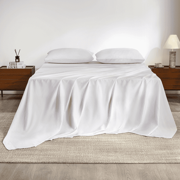 Twin Size Bed Sheets,Z-hom 3 Piece Sheets 14” Deep Pocket Sheet & Pillowcase Sets Soft Microfiber Luxury Bedding Fitted Sheet Water Washed,White