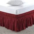 thumbnail image 1 of Twin Size Bed Skirt (39" x 75") Elastic Wrap Around, 100% Cotton Dust Ruffle, Easy Fit with 14" Tailored Drop, 400TC Shrinkage and Fade Resistant Bed Frame Cover - Burgundy Solid., 1 of 6
