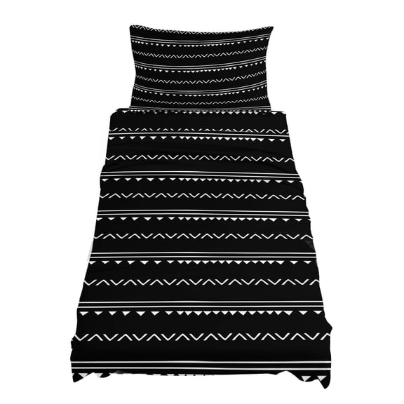 Twin Size Black Boho Sheet Sets Geometric Stripes Triangle Soft Breathable Microfiber Bed Sheets Deep Pockets 4 Piece Bed Sheets Set, 1 Fitted Sheet, 1 Flat Sheet & 1 Pillowcases