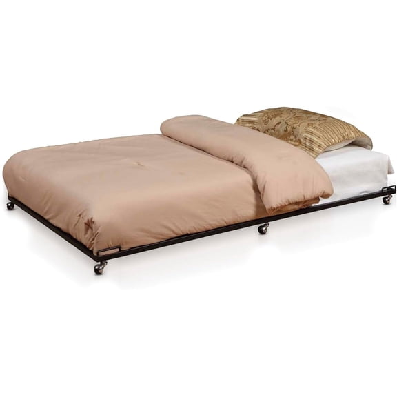 Twin Size Black Metal Roll Out Trundle Bed Frame for Daybed