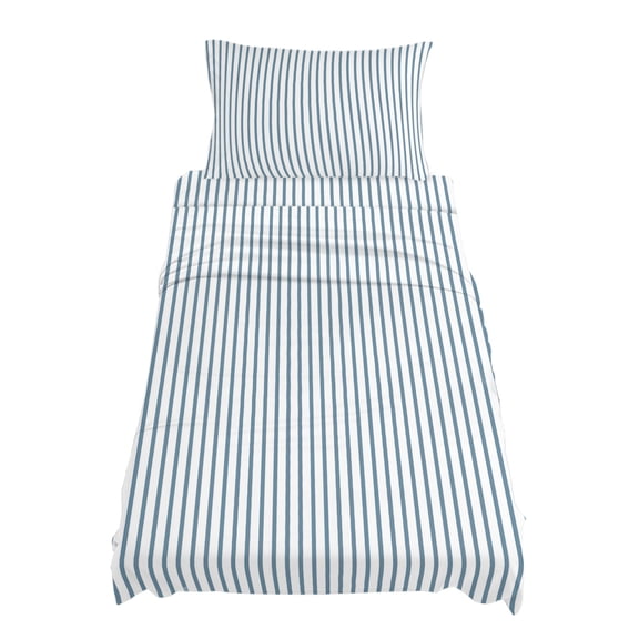 Twin Size Blue White Stripe Pattern Sheet Sets Simple Style Light Blue Pinstriped Soft Breathable Microfiber Bed Sheets 4 Piece Bed Sheets Set, 1 Fitted Sheet, 1 Flat Sheet & 1 Pillowcases